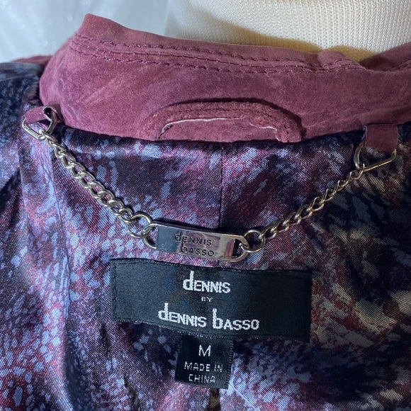 Dennis Basso Washable Suede Turnkey Jacket Animal Print Lining Bordeaux - Picture 7 of 7